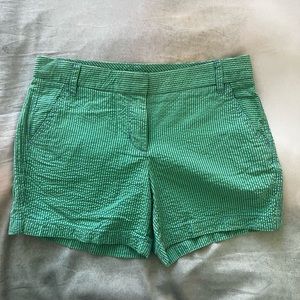 BRAND NEW! JCREW Women’s Seersucker Shorts Green and Blue striped Size 6